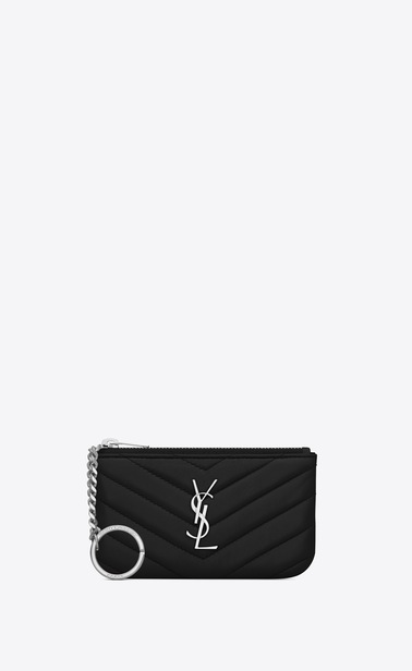 monogram key pouch in matelassé leather